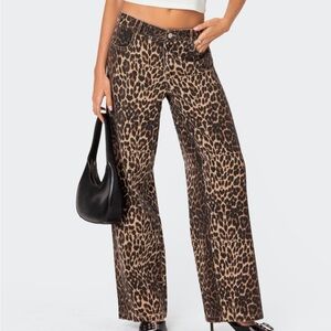 Edikted Animal Print High-Waist Pants